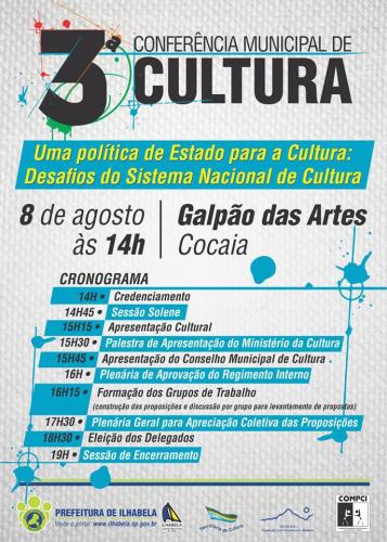 III Conferência Municipal da Cultura acontece nessa quinta, dia 8.